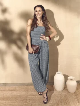 Top bandeau cu volane în carouri de la Paula Echevarría Top bandeau cu volane în carouri de la Paula Echevarría
