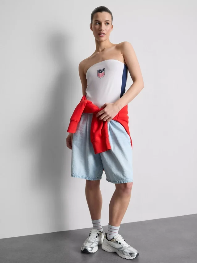 Top bandeau din bumbac cu imprimeu „Usa soccer” Top bandeau din bumbac cu imprimeu „Usa soccer”