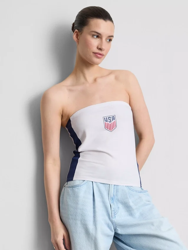 Top bandeau din bumbac cu imprimeu „Usa soccer” Top bandeau din bumbac cu imprimeu „Usa soccer”
