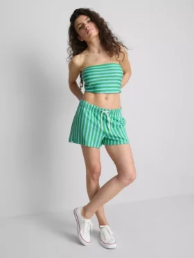 Top bandeau scurt, cu dungi, cu conținut ridicat de bumbac