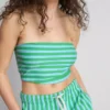 Top bandeau scurt, cu dungi, cu conținut ridicat de bumbac