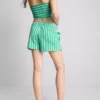 Top bandeau scurt, cu dungi, cu conținut ridicat de bumbac