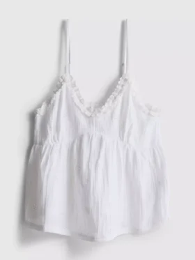 Top cami cu volane țesut, perfect pentru relaxare