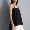 Top cami din bumbac cu tiv în formă de batistă