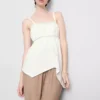Top cami din bumbac cu tiv în formă de batistă