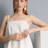 Top cami din bumbac cu tiv în formă de batistă