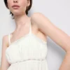 Top cami din bumbac cu tiv în formă de batistă