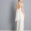 Top cami din bumbac cu tiv în formă de batistă