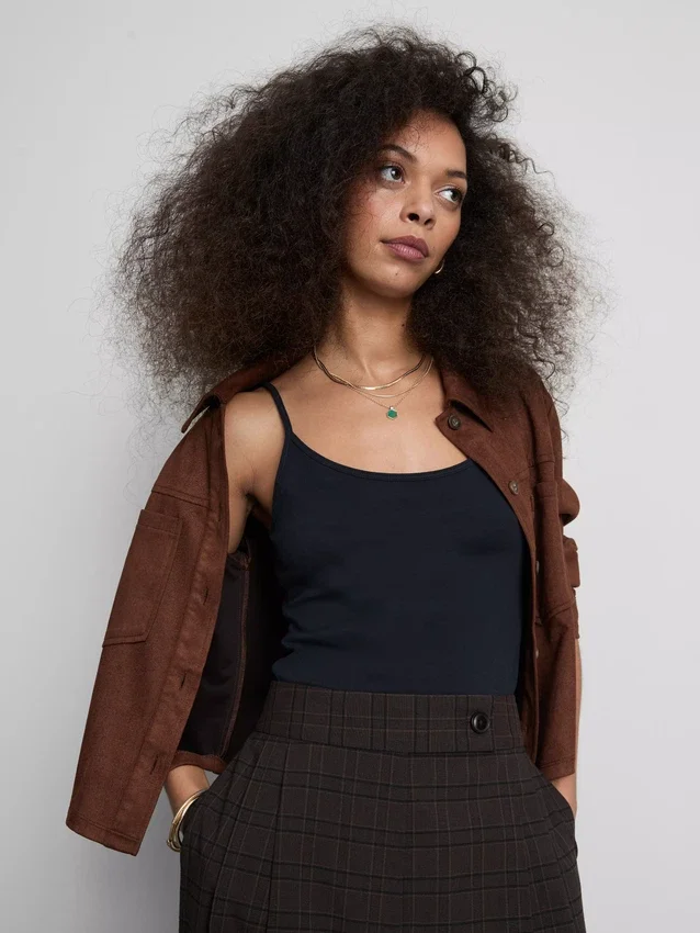 Top cami elastic, cu conținut ridicat de bumbac Top cami elastic, cu conținut ridicat de bumbac