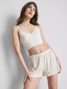 Top cami scurt, fără cusături, cu imprimeu