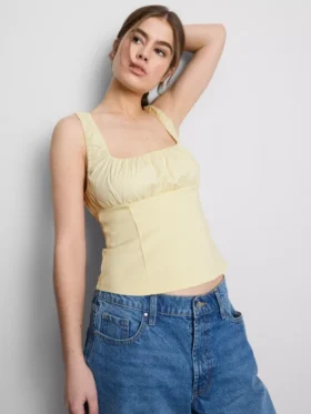 Top corset din crep cu guler pătrat