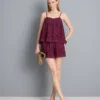 Top cu bretele subțiri din bumbac, cu broderie florală Top cu bretele subțiri din bumbac, cu broderie florală