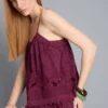 Top cu bretele subțiri din bumbac, cu broderie florală Top cu bretele subțiri din bumbac, cu broderie florală