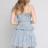 Top cu bretele subțiri, peplum și imprimeu gingham plisat