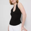 Top cu gât halter din bumbac bogat
