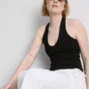 Top cu gât halter din bumbac bogat
