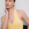 Top cu gât halter din bumbac bogat