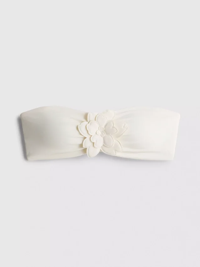 Top de bikini bandeau cu flori 3D Top de bikini bandeau cu flori 3D