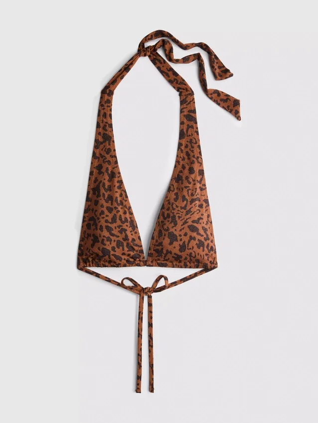 Top de bikini cu gât halter cu imprimeu leopard de la Paula Echevarría Top de bikini cu gât halter cu imprimeu leopard de la Paula Echevarría
