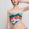 Top de bikini cu imprimeu pitoresc în stil bandană Top de bikini cu imprimeu pitoresc în stil bandană