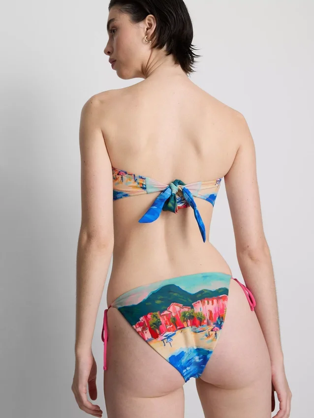 Top de bikini cu imprimeu pitoresc în stil bandană Top de bikini cu imprimeu pitoresc în stil bandană