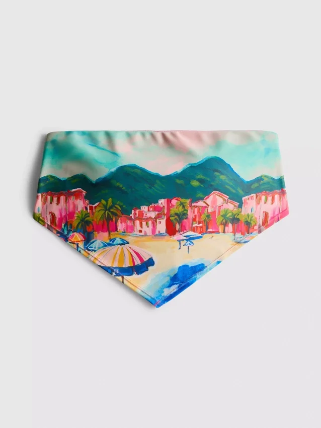 Top de bikini cu imprimeu pitoresc în stil bandană Top de bikini cu imprimeu pitoresc în stil bandană