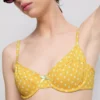 Top de bikini cu sârmă, decolteu în formă de inimă și imprimeu cu buline Top de bikini cu sârmă, decolteu în formă de inimă și imprimeu cu buline