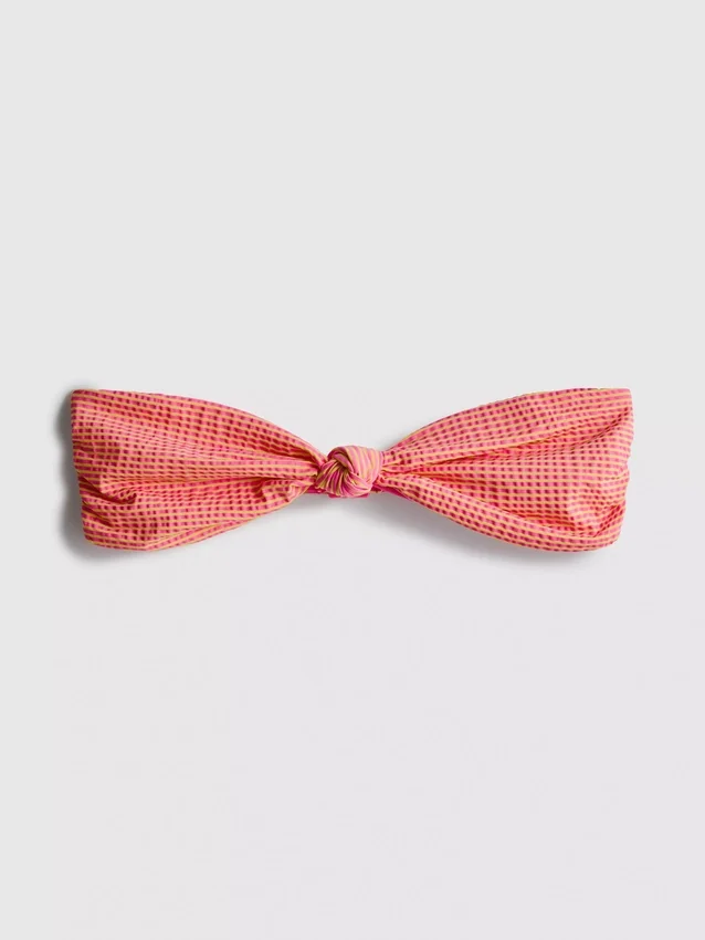 Top de bikini tip bandeau cu dungi și detaliu în formă de nod Top de bikini tip bandeau cu dungi și detaliu în formă de nod