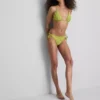 Top de bikini triunghiular cu broderie în formă de pești
