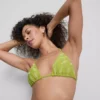 Top de bikini triunghiular cu broderie în formă de pești