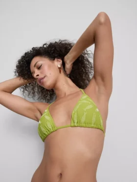 Top de bikini triunghiular cu broderie în formă de pești