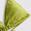 Top de bikini triunghiular cu broderie în formă de pești