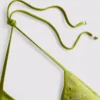 Top de bikini triunghiular cu broderie în formă de pești