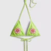 Top de bikini triunghiular cu flori din mărgele Top de bikini triunghiular cu flori din mărgele