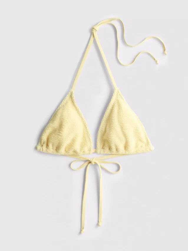 Top de bikini triunghiular cu textură șifonată Top de bikini triunghiular cu textură șifonată