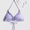 Top de bikini triunghiular cu volane în carouri Top de bikini triunghiular cu volane în carouri