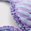Top de bikini triunghiular cu volane în carouri Top de bikini triunghiular cu volane în carouri