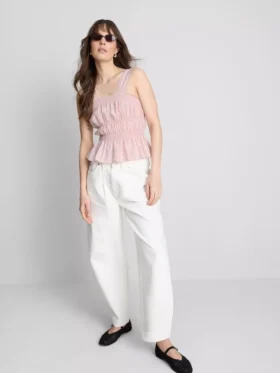 Top fără mâneci cu tiv peplum plisat