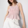 Top fără mâneci cu tiv peplum plisat