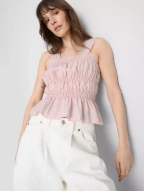 Top fără mâneci cu tiv peplum plisat