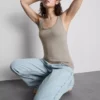 Top fără mâneci, elastic, cu conținut ridicat de bumbac