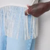 Tricou asimetric din bumbac cu franjuri