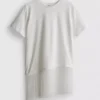 Tricou asimetric din bumbac cu franjuri