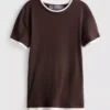 Tricou cu guler rotund, cu două straturi