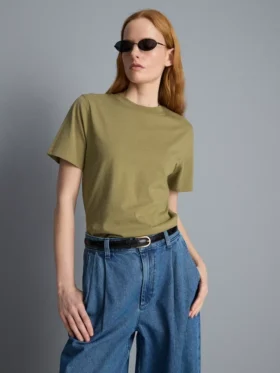 Tricou cu guler rotund din bumbac de cea mai bună calitate