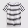 Tricou cu guler rotund și mâneci scurte, în dungi