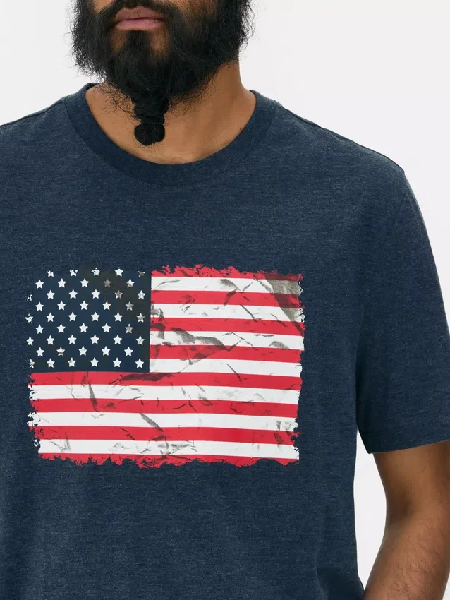 Tricou cu mânecă scurtă cu steagul american Tricou cu mânecă scurtă cu steagul american