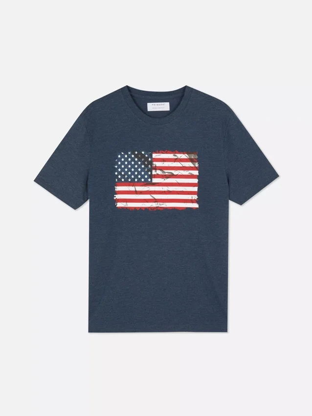 Tricou cu mânecă scurtă cu steagul american Tricou cu mânecă scurtă cu steagul american
