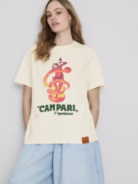Tricou din bumbac Campari cu guler rotund
