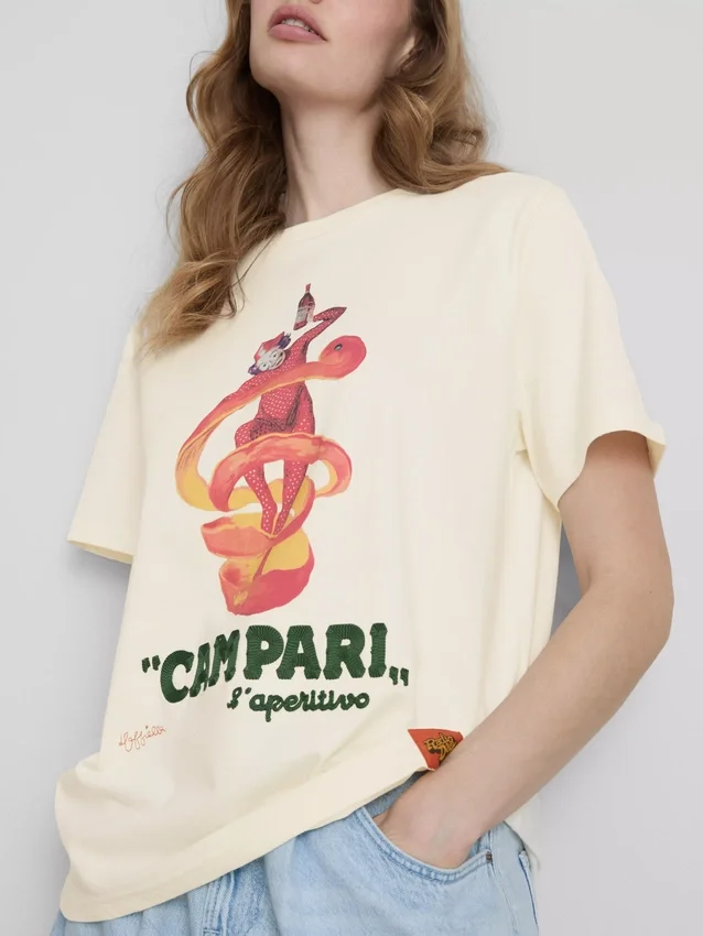 Tricou din bumbac Campari cu guler rotund Tricou din bumbac Campari cu guler rotund